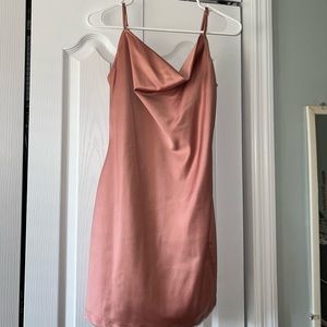 Missguided Pink Satin Cowl Neck Shift Dress 2